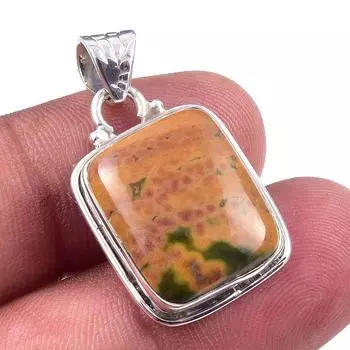 Natural Ocean Jasper 925 Solid Sterling Silver Gift Jewelry Pendant 1.25 e0i88