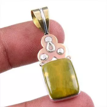 Natural Ocean Jasper 925 Solid Sterling Silver TwoTone Gift Pendant 1.75 G6S17