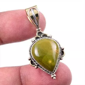 Natural Ocean Jasper 925 Solid Sterling Silver TwoTone Gift Pendant 1.50 v1U08