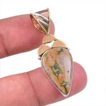 Natural Ocean Jasper 925 Solid Sterling Silver TwoTone Gift Pendant 1.50 p3v12