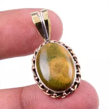 Natural Ocean Jasper 925 Solid Sterling Silver TwoTone Gift Pendant 1.25 z6a71