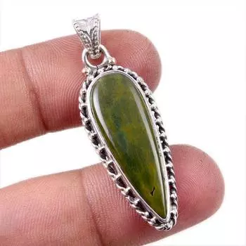 Natural Ocean Jasper Gemstone 925 Solid Sterling Silver Gift Pendant 1.75 S0e19