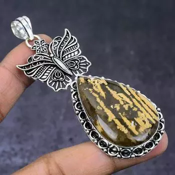 Natural Ocean Jasper Gemstone 925 Steling Silver Jewelry Pendant 3.39 W3w76