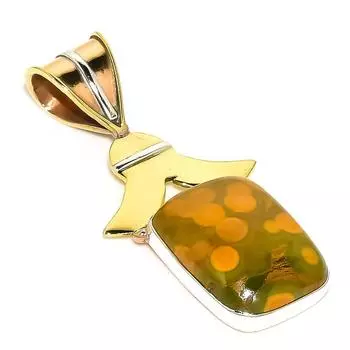 Natural Ocean Jasper TwoTone 925 Solid Sterling Silver Gift Pendant 1.50 L5i55