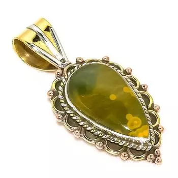 Natural Ocean Jasper TwoTone 925 Solid Sterling Silver Gift Pendant 1.50 Z2m73