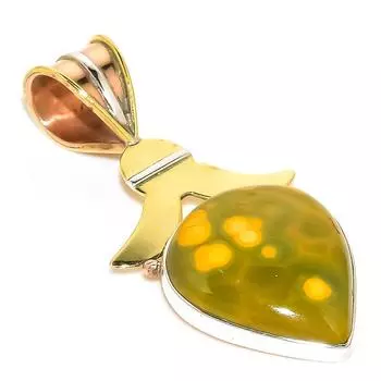 Natural Ocean Jasper TwoTone 925 Solid Sterling Silver Gift Pendant 1.50 W0L87