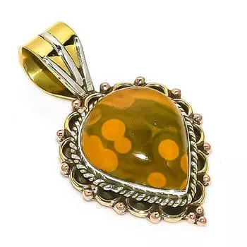 Natural Ocean Jasper TwoTone 925 Solid Sterling Silver Gift Pendant 1.50 T8c32