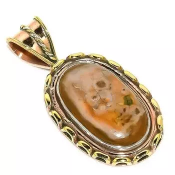 Natural Ocean Jasper TwoTone 925 Solid Sterling Silver Gift Pendant 1.50 s3L51