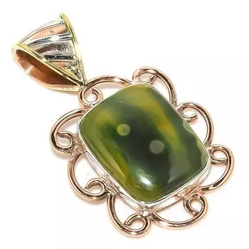Natural Ocean Jasper TwoTone 925 Solid Sterling Silver Gift Pendant 1.40 t9q59
