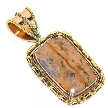 Natural Ocean Jasper TwoTone 925 Solid Sterling Silver Gift Pendant 1.50 W4P49