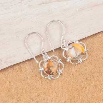 Natural Orange Copper Turquoise Gemstone 925 Sterling Silver Jewelry Earrings EE-56-36