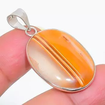 Natural Orange Lace Agate 925 Sterling Silver Jewelry Pendant 1.58 q3z78