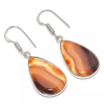 Natural Orange Lace Agate 925 Sterling Silver Jewelry Earring 1.69 a6f24
