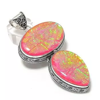 Подвеска из натурального оранжевого триплетного опала из стерлингового серебра 925 пробы 3,23 дюйма N4T41