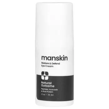 Natural Outcome, Крем для кожи вокруг глаз Manskin Restore & Defend, без отдушек, 15 мл (0,5 унции)
