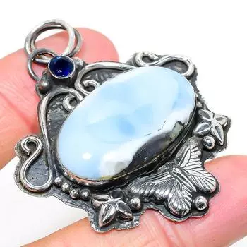 Natural Owhyee Opal, Blue Topaz Gemstone 925 Sterling Silver Pendant 2.29 D6E26