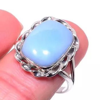 Natural Owyhee Blue Opal Gemstone 925 Sterling Silver Jewelry Ring Size 9.5 d3W10
