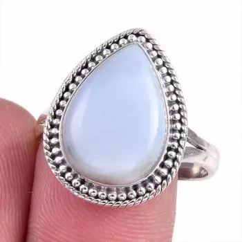 Natural Owyhee Opal Gemstone 925 Solid Sterling Silver Jewelry Ring S.9.5 l3Y03