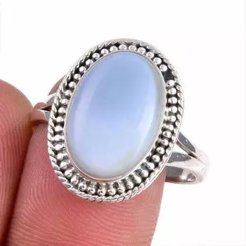 Natural Owyhee Opal Gemstone 925 Solid Sterling Silver Jewelry Ring S.9.5 G7B66