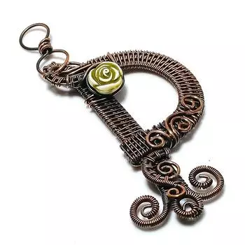 Natural P Look Gemstone Handmade Copper Wire Wrap Jewelry Pendant 3.66 N6W35