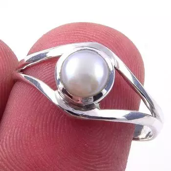Natural Pearl Gemstone Handmade 925 Solid Sterling Silver Gift Ring Size 8 k7g35