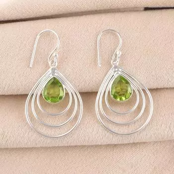 Natural Peridot Gemstone 925 Sterling Silver Handmade Fashionable Earrings 1.80 EE-31-5