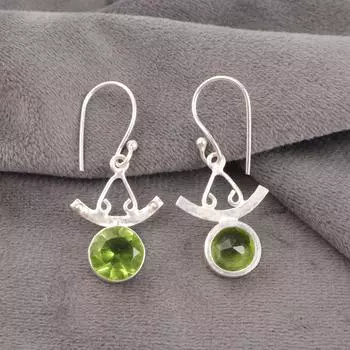 Natural Peridot Gemstone 925 Sterling Silver Jewelry Handcrafted Earrings 1.63 EE-152-13