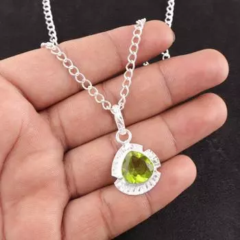 Natural Peridot Gemstone 925 Sterling Silver Jewelry Handmade Cute Pendant 1.15 PP-8-5