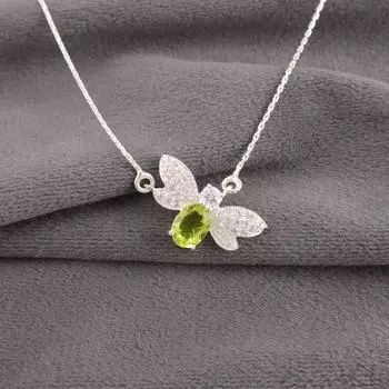 Natural Peridot Gemstone 925 Sterling Silver Jewelry Women Zircon Pendant 0.50 CZP-12-9