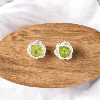 Natural Peridot Gemstone Earrings 925 Sterling Silver Handmade Jewelry For Her EE-159-2