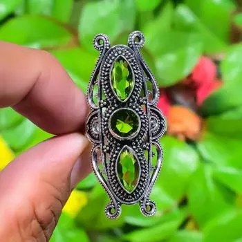 Natural Peridot Gemstone Handmade 925 Sterling Silver Gift Ring Size 9 K8g87