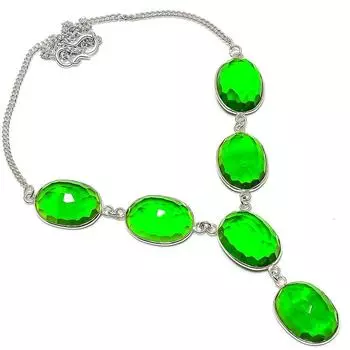 Natural Peridot Gemstone Handmade 925 Sterling Silver Jewelry Necklace 18 i2a27