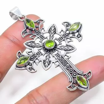 Natural Peridot Gemstone Handmade 925 Sterling Silver Jewelry Pendant 2.80 W8O31