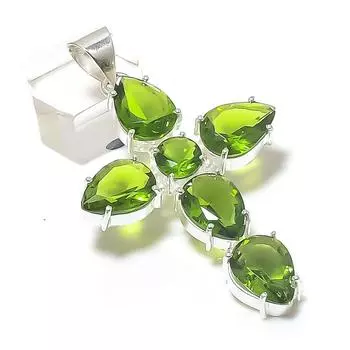 Natural Peridot Gemstone Handmade 925 Sterling Silver Jewelry Pendant 2.44 n5u48