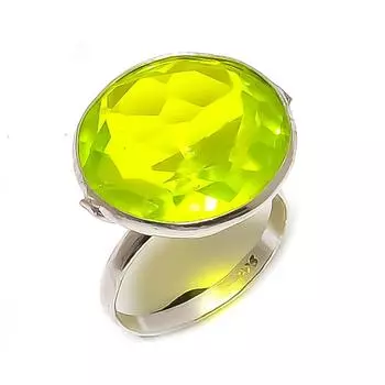 Natural Peridot Gemstone Handmade 925 Sterling Silver Jewelry Ring Size 8.5 u4i15