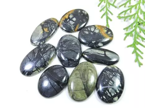 Natural Picasso Jasper 09 Pcs Oval Cabochon Loose Gemstone 29-34MM 234Cts. RQ-862