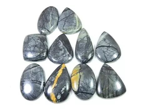 Natural Picasso Jasper 10Pcs Mix Cabochon Loose Gemstone 29-30MM 261Cts. RQ-860