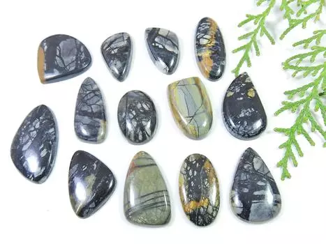 Natural Picasso Jasper 13Pcs Fancy Cabochon Loose Gemstone 22-31MM 191Cts. RQ-858