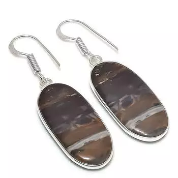 Серьги из стерлингового серебра 925 пробы с натуральным драгоценным камнем Пикассо Джаспер 1,89 дюйма S6a59