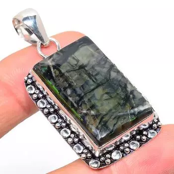 Natural Picasso Jasper Gemstone 925 Sterling Silver Gift Pendant 2.13 N9I20