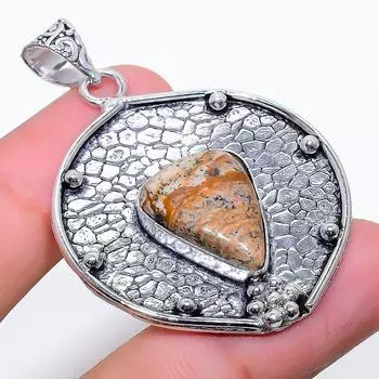 Natural Picture Jasper Gemstone 925 Sterling Silver Gift Pendant 2.05 F0c33