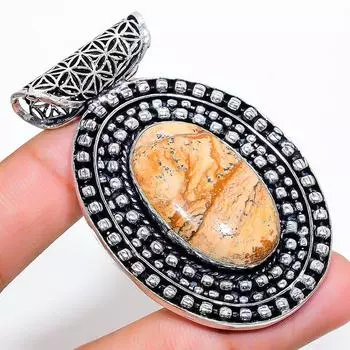 Natural Picture Jasper Gemstone 925 Sterling Silver Gift Pendant 2.44 P4I80