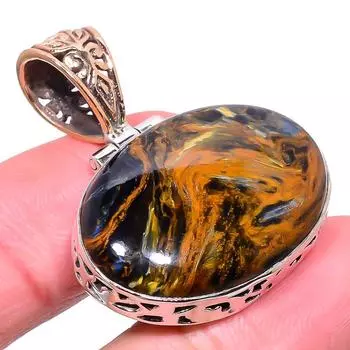 Natural Pietersite 925 Solid Sterling Silver Jewelry Tow Tone Pendant 1.54 p1p86