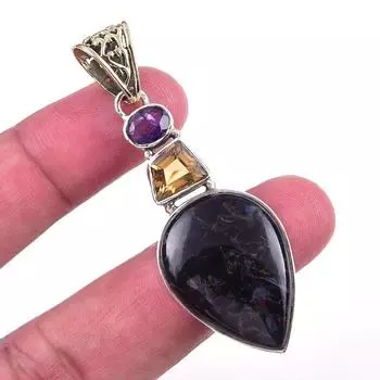 Natural Pietersite,Citrine Gemstone 925 Solid Sterling Silver Pendant 2.50 Q6b39