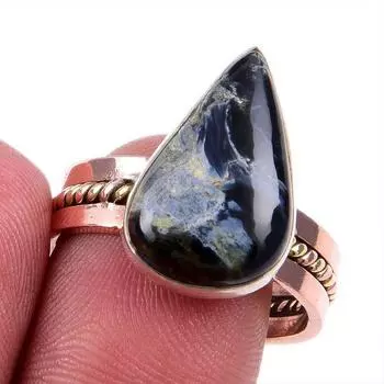 Natural Pietersite Gemstone 925 Solid Silver Jewelry Two Tone Ring S.10US A4c24