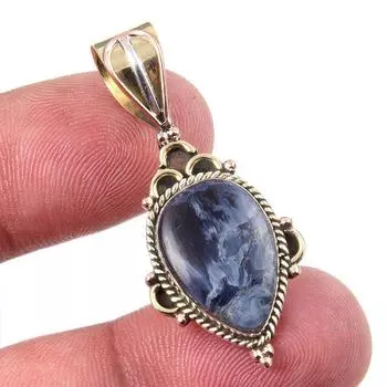 Natural Pietersite Gemstone 925 Solid Sterling Silver TwoTone Pendant 1.50 e8c16