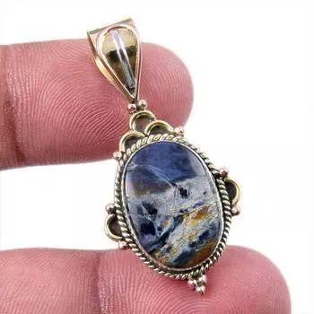 Natural Pietersite Gemstone 925 Solid Sterling Silver TwoTone Pendant 1.50 f4c38
