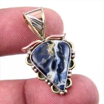 Natural Pietersite Gemstone 925 Solid Sterling Silver TwoTone Pendant 1.25 L8Q15