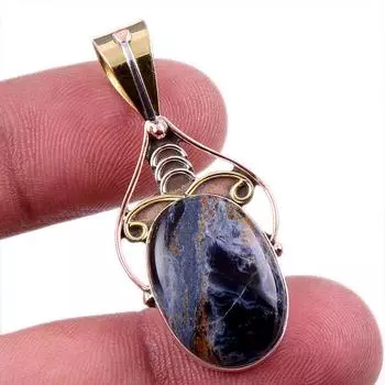 Natural Pietersite Gemstone 925 Solid Sterling Silver TwoTone Pendant 1.75 d6R99
