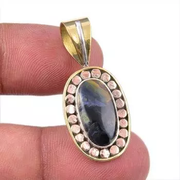 Natural Pietersite Gemstone 925 Solid Sterling Silver TwoTone Pendant 1.50 R8B36